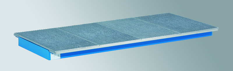 Regal-Einhängewanne für Feldweite 3300 mm mit Gitterroststellfläche